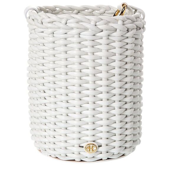 Michael Kors Collection Julie Woven Leather Bucket Bag, White - Picture 2 of 4
